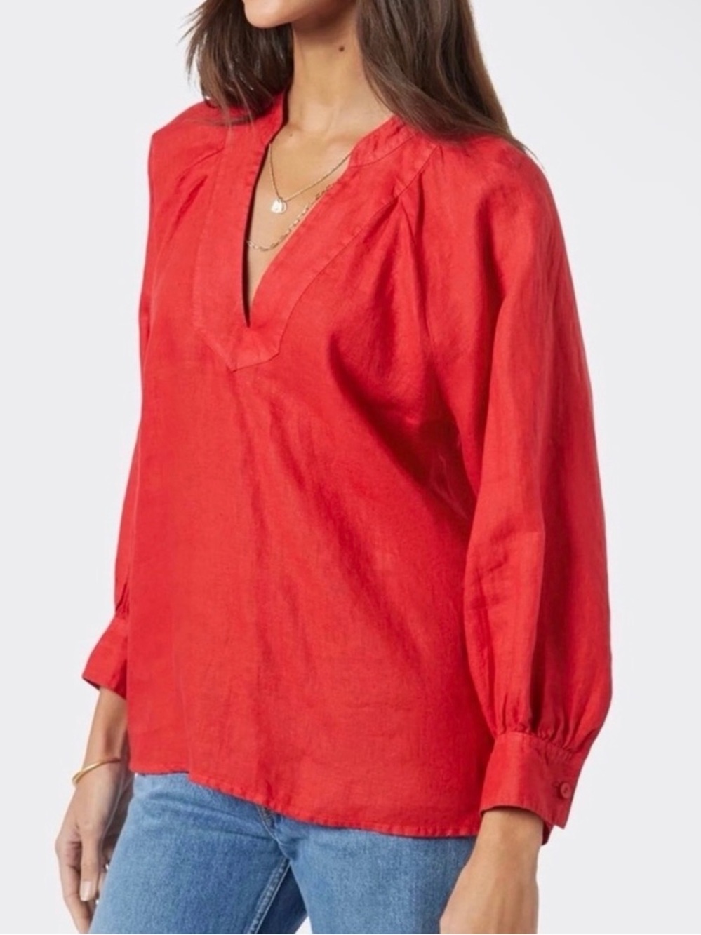 Joie Perci Coral Linen Blouse